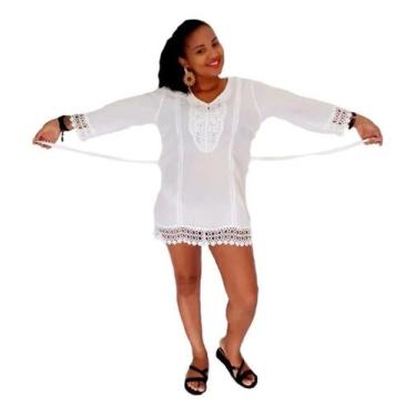 Imagem de Saida De Praia Bata Blusão Camisão Com Renda - GG - Lila Modas, GG