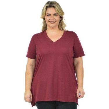 Imagem de Blusa Longa Mullet Plus Size Feminino - Vesttuario, Vermelho escuro, G