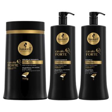Imagem de Kit Haskell Cavalo Forte Shampoo Condicionador, Máscara 900g