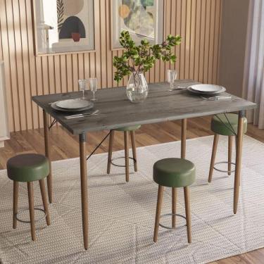 Imagem de Mesa de Jantar Madri Ebano e 4 Bancos Paris Pés Natural Tecido Sintéti