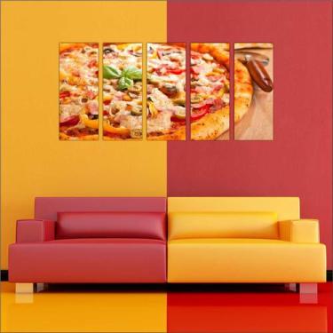 Imagem de Quadro Decorativo Gourmet Pizzarias Pizza Food 5 Peças GG3 - Vital Qua