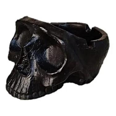 Imagem de Cinzeiro Crânio Caveira De Resina Preto Black - Hp Decor
