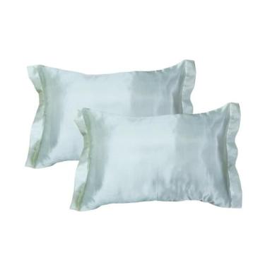 Imagem de 2 Fronhas Cetim Seda Luxo Antifrizz 50x70cm - Magic Enxovais, Amarelo