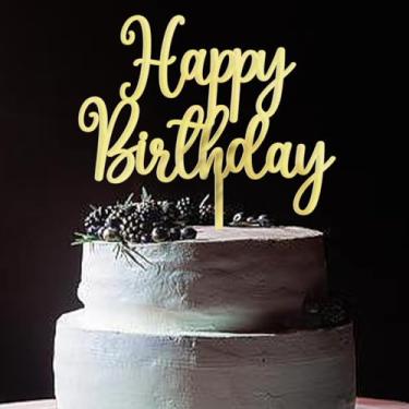 Imagem de Palasasa Gold Happy Birthday Cake Toppers - High-end Acrylic Cake Topper for Birthday Party Decoration,the Best Souvenirs for Family and Friends. (Gold 2)