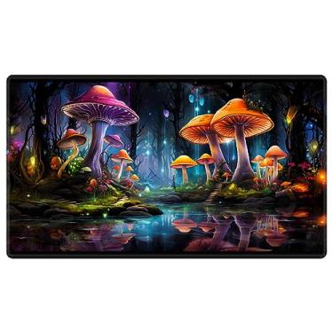 Imagem de EDGFRTOIO Playmat 24" x 14" Game Mats Tabletop Magic for MTG/TCG Cards, Trading Card Game Playing Stitched Play Mats Commander Deck Gaming Desk Mat Card Gameplay Mats, Magic Mushroom Enchanted Forest