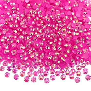 Imagem de LIMAOLLY 6000 peças de resina de fundo plano de 4 mm com strass AB cor gelatinosa glitter redondo sem hotfix strass para maquiagem, arte de unhas, sapatos, roupas, canecas, scrapbook, decoração de artesanato (rosa vermelho AB)