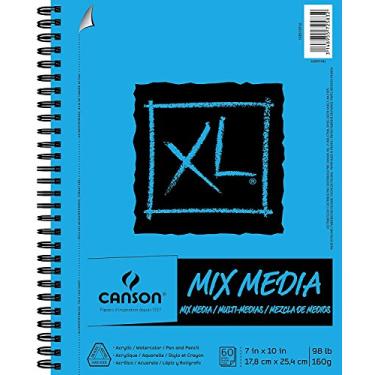 Imagem de Canson XL Series Mix Media Paper Pad, Heavyweight Fine Texture, Heavy Sizing for Wet and Dry Media, Side Wire Bound, 22 kg, 7 x 10 polegadas, 60 folhas - 100510926