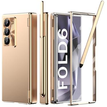 Imagem de YQODSZ Capa para Samsung Galaxy Z Fold 6 com suporte para caneta S e caneta Stylus, [capa de duas dobradiças] Capa fina dobrável 6 com protetor de tela resistente a arranhões, capa protetora com tudo