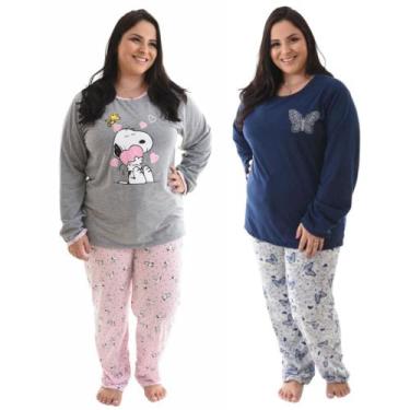 Imagem de Kit 2 Pijamas De Frio Plus Size Manga Longa E Calça Oferta - Prikéta P