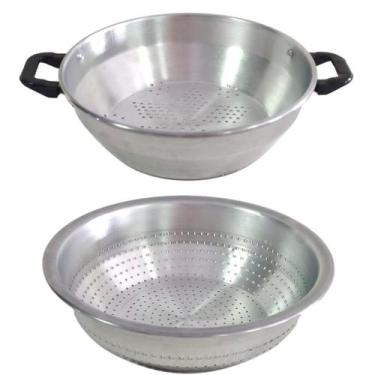 Imagem de Kit Escorredor Lavador De Macarrão e Arroz Em Alumínio 2 Pç - DA ALUMI