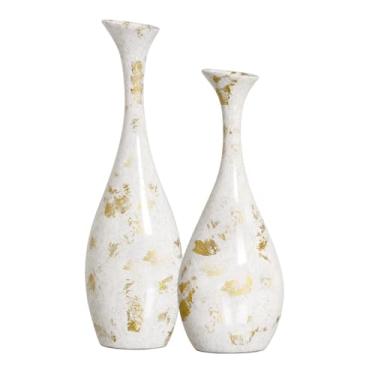 Imagem de Vasos Decorativos de Cerâmica Branco e Dourado Vanguard Imperatriz