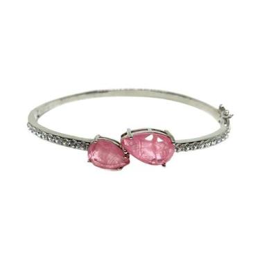 Imagem de Bracelete Gotas Rosa Ródio Branco - Mood by Mi