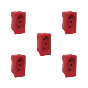 Imagem de Kit 5 Mod Tomada 2P+T 20A-250V 680161 Vermelho Zeffia Pial - Pial Legr