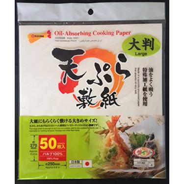 Imagem de Papel Tempura japonês, papel de cozinha absorvente de óleo (grande), 27 cm × 25 cm, 50 folhas