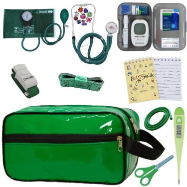 Imagem de Kit de Enfermagem Aparelho de  Pressao Estetoscopio Necessaire Medidor