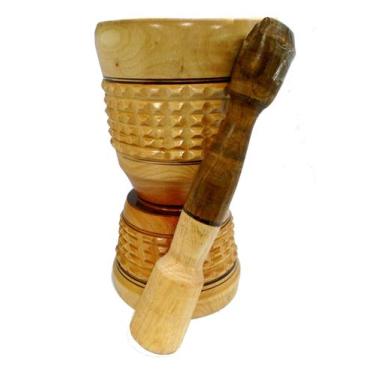 Imagem de Pilão De Madeira Envernizado 35cm Fino Acabamento + Socador - JTA MULT