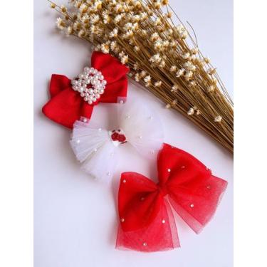 Imagem de Laços Batizado Infantil Bebê Natal 3 unidades - PAPILLOO