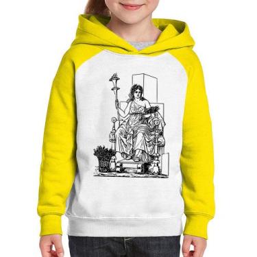 Imagem de Moletom Infantil Deusa Ceres - Foca na Moda, Branco, Amarelo, 10