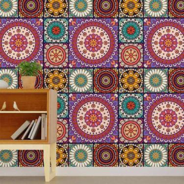 Imagem de Papel de Parede Adesivo Mandala Colorido N015038 0,58x2,50M - Adesivo 