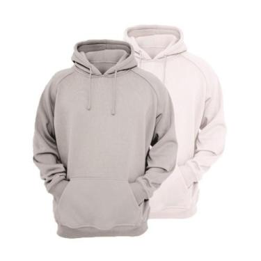 Imagem de Kit 2 Moletons Feminino Ragor Algodão Capuz Bolso Conforto, M, Cinza, 