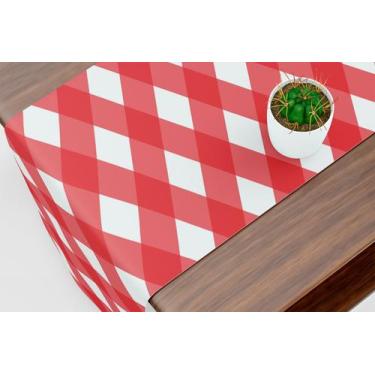 Imagem de Caminho De Mesa Trilho Xadrez Vermelho - Core Decore