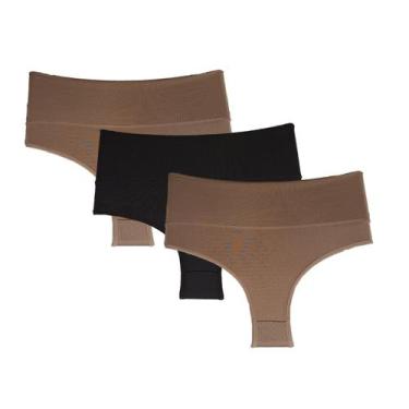 Imagem de Kit 3 Calcinhas Cintura Alta Segunda Pele Compressão - Luma Modas, Sor