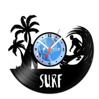 Imagem de Relógio De Parede Disco Vinil Esportes - Onda Surf - VES-198 - Moderna