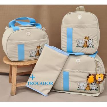 Imagem de kit bolsa maternidade safari com mochila e trocador - mk baby, Bege, A