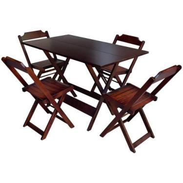 Imagem de Jogo de Mesa de Madeira 1,20x70 C/ 04 Cadeiras Imbuia - PREGUIÇOSA, MA