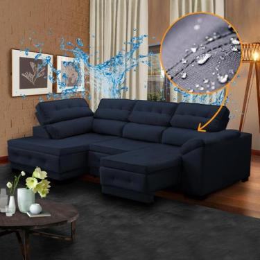 Imagem de Sofá Grande Retrátil Canto Chaise Impermeabilizado 250 x 150 Cm Luiza 