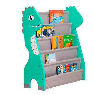 Imagem de Rack Para Livros Infantil, Standbook Dinossauro 5 Bolsos - Curumim Kid