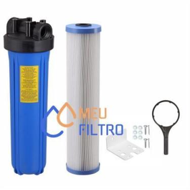 Imagem de Filtro Big Blue 20" Alta Vazão C/ refil lavável, suporte, parafusos e 