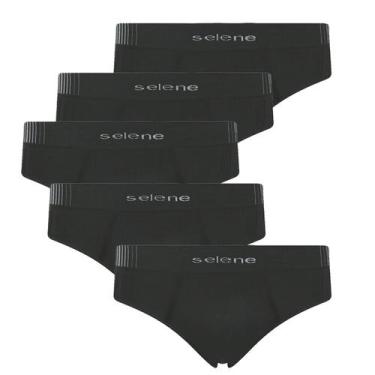 Imagem de Kit 5 Cueca Microfibra Selene Masculina Slip sem costura, Preto, GG