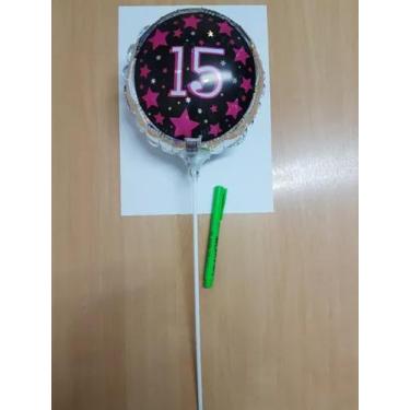 Imagem de Balão Metalizado 15 Anos Festa De Debutante 9=23cm 8 unidades + pega-b