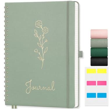 Imagem de EMSHOI Caderno A4 Graph Grid – 110 páginas, papel quadriculado de 100 g/m2, capa floral de couro vegano com encadernação em espiral para engenharia, diário de balas, escola e trabalho – inclui régua