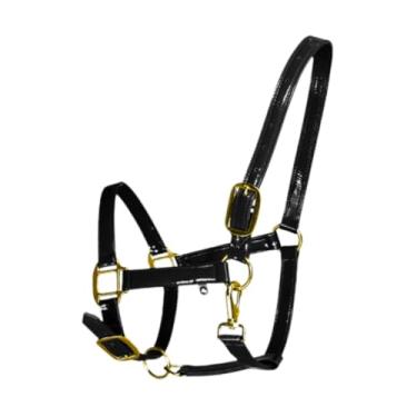 Imagem de menolana Cabresto de cavalo para queixo e garganta, cabresto portátil leve para treinamento de corda de cavalo para prática, Meio Preto