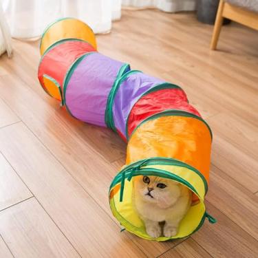 Imagem de Túneis de gato para gatos internos, brinquedo interativo de tubo de gato Peek-a-Boo para gatos, túnel S de camuflagem