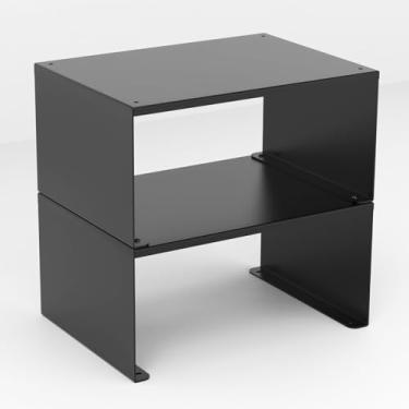 Imagem de MQKIWAO Conjunto de 2 prateleiras de balcão de cozinha, organizador de armário, armazenamento de despensa preto, organizador de prateleira empilhável para banheiro, quarto, escritório, mesa, mesa