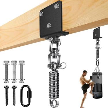 Imagem de Gancho de saco de pancadas com mola para suporte de viga de saco pesado com mola de saco pesado e kit de suspensão giratória de 360° I-Beam Suporte de feixe pesado para pendurar