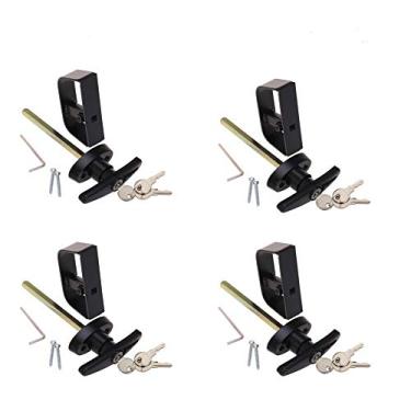 Imagem de StartFine 4 kits – Alça em T para porta de fenda com alça de travamento de porta com 12 chaves e 8 parafusos, casinha de brinquedo de celeiro e cadeado de galinha 4 kits