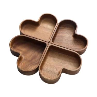 Imagem de Bothyi Bandeja de servir em forma de coração, 4x, tigela de servir, palete, bandeja decorativa de madeira, para casamento, casa, cozinha, mesa de chá