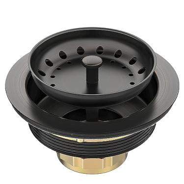 Imagem de BOTEMY Kit de Filtro de Drenagem de Pia de Bronze de Aço Inoxidável 3-1/4", Conjunto de Drenagem de Cozinha com Botão Central de Metal, Rolha de Cesta de Substituição para Pias de (, Bronze)