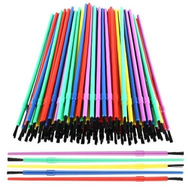Imagem de Prasacco 100 Peças de Pincéis Em Massa, Pincéis de Plástico para Crianças Pincéis de Aquarela A Óleo Kit de Pintura de Detalhes Coloridos para Crianças, Festa, Artesanato, Material Escolar, Sala de Au