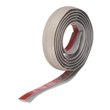 Imagem de HARFINGTON Faixa de transição de piso 3 cm 2 m Tapete de PVC autoadesivo para azulejo Acabamento de borda de transição Tira de cobertura para pisos irregulares Altura 3 mm, grão de madeira cinza