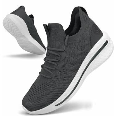 Imagem de Pujcs Tênis feminino sem cadarço respirável tênis de corrida de malha leve para academia antiderrapante, Cinza escuro, 38