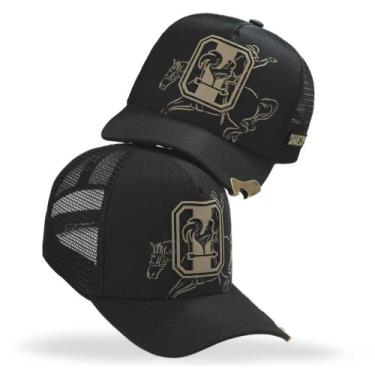 Imagem de Boné com Abridor Country Preto Telinha Estampa Peão Cavalo Rodeio - Pa