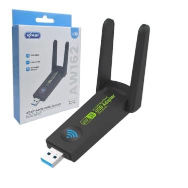 Imagem de Adaptador Wifi Sem Fio Usb Dual Band 2.4 E 5ghz Ac 1300mbps I Mini Adaptador USB Internet Sem Fio 5G Para PC Computador e Notebook Internet de Alta Velocidade Com antena I Wireless Dual Band 2.4G e 5G