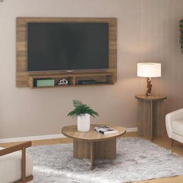 Imagem de Sala de Estar Completa com Painel para TV até 42 Pol com Mesa de Centro e Mesa Lateral Delta Oval Pinho