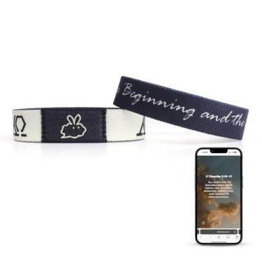 Imagem de Pulseiras de versículo bíblico diário cristão: escaneie pulseira cristã de escritura vestível para homens e mulheres - pulseiras evangélicas de oração de fé pulseira de versículo bíblico diário