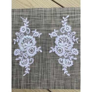 Imagem de #90 Dois pares (4 peças) apliques bordados, apliques de renda, vestido de casamento faça você mesmo, roupas artesanais, jeans, jaquetas, bolsas, decoração de véu